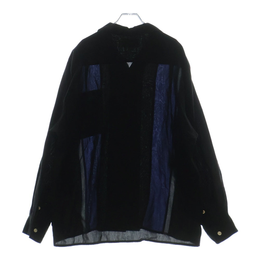 WACKO MARIA(ワコマリア) 22FW THREE-TONE 50S SHIRT スリートーン 長袖シャツ ブラック/ブルー