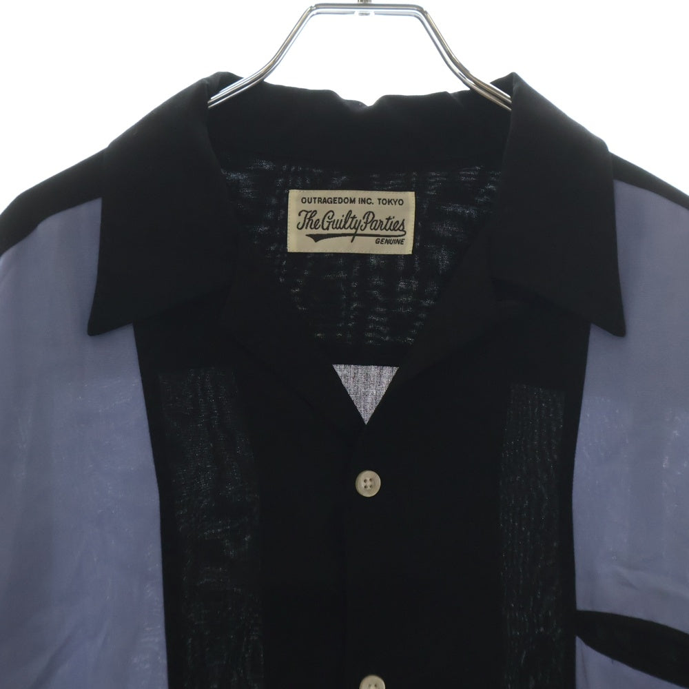 WACKO MARIA(ワコマリア) 22FW THREE-TONE 50S SHIRT スリートーン 長袖シャツ ブラック/ブルー