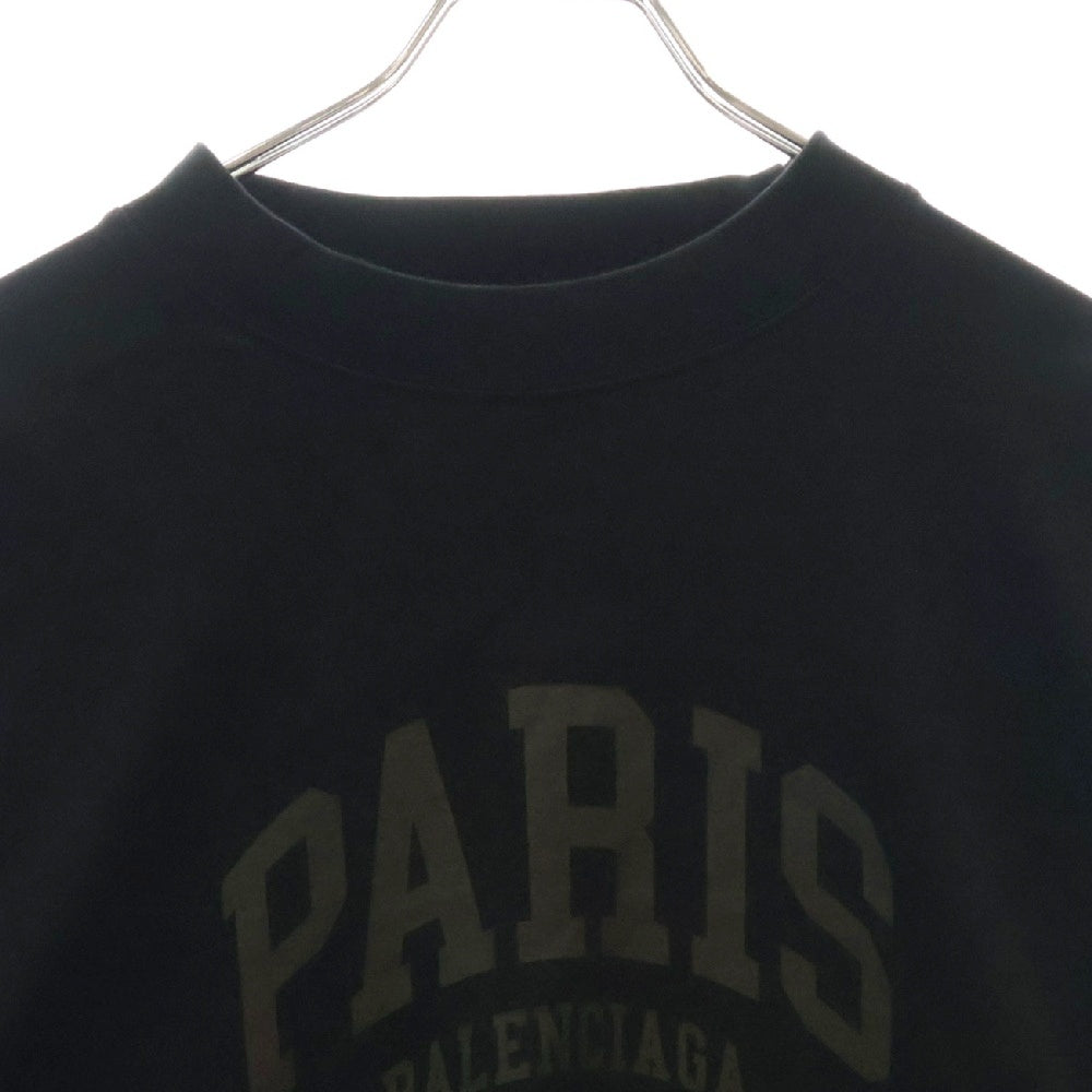 BALENCIAGA(バレンシアガ) CITIES PARIS モックネック フロントプリントロゴ 長袖Tシャツ ブラック 720250 TLVL7