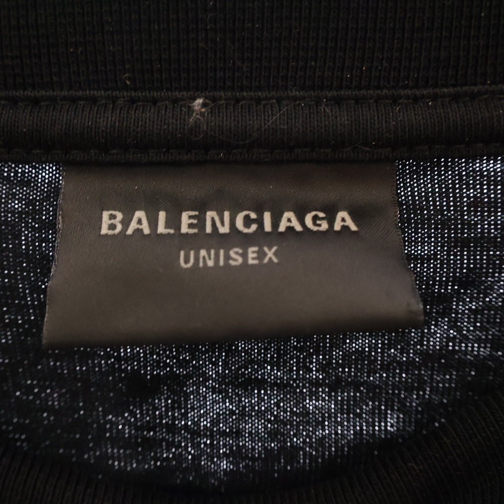 BALENCIAGA(バレンシアガ) CITIES PARIS モックネック フロントプリントロゴ 長袖Tシャツ ブラック 720250 TLVL7