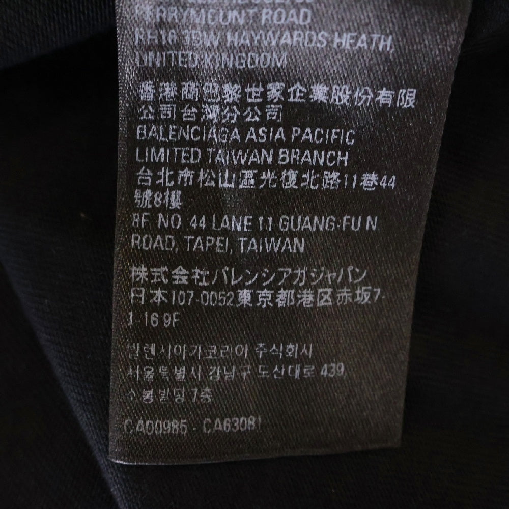 BALENCIAGA(バレンシアガ) CITIES PARIS モックネック フロントプリントロゴ 長袖Tシャツ ブラック 720250 TLVL7