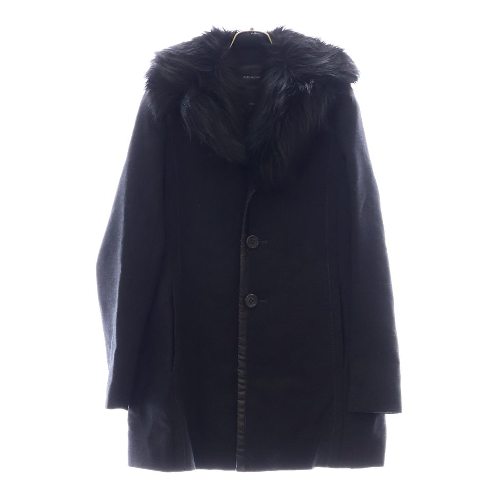MARC JACOBS(マークジェイコブス) パイピングデザイン アクリルファー 3B ウールコート ブラック レディース M4007108