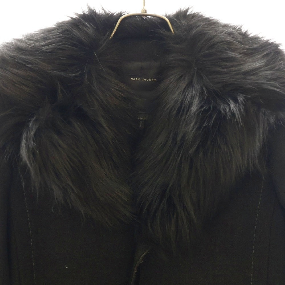 MARC JACOBS(マークジェイコブス) パイピングデザイン アクリルファー 3B ウールコート ブラック レディース M4007108