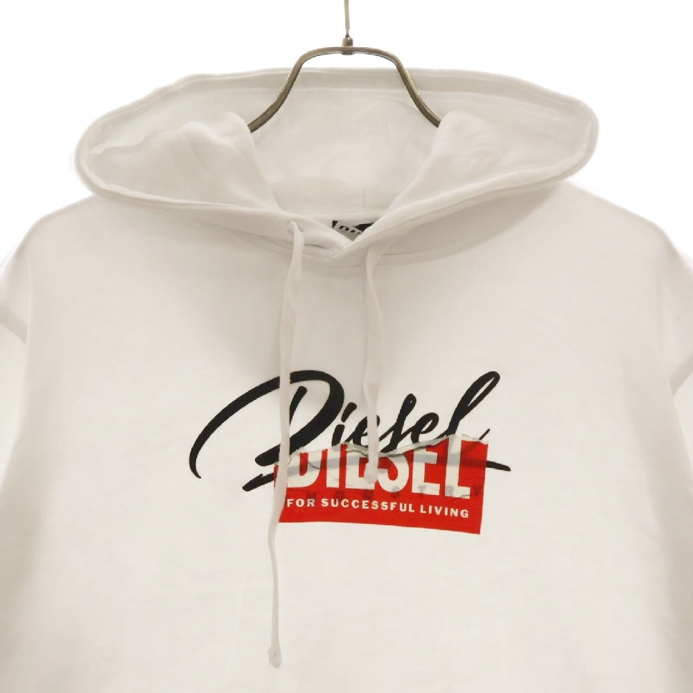 DIESEL(ディーゼル) S-GINN-HOOD NEW CUTY SWEAT SHIRT ロゴプロントフーディ スウェットパーカー ホワイト A13775 RIAJH