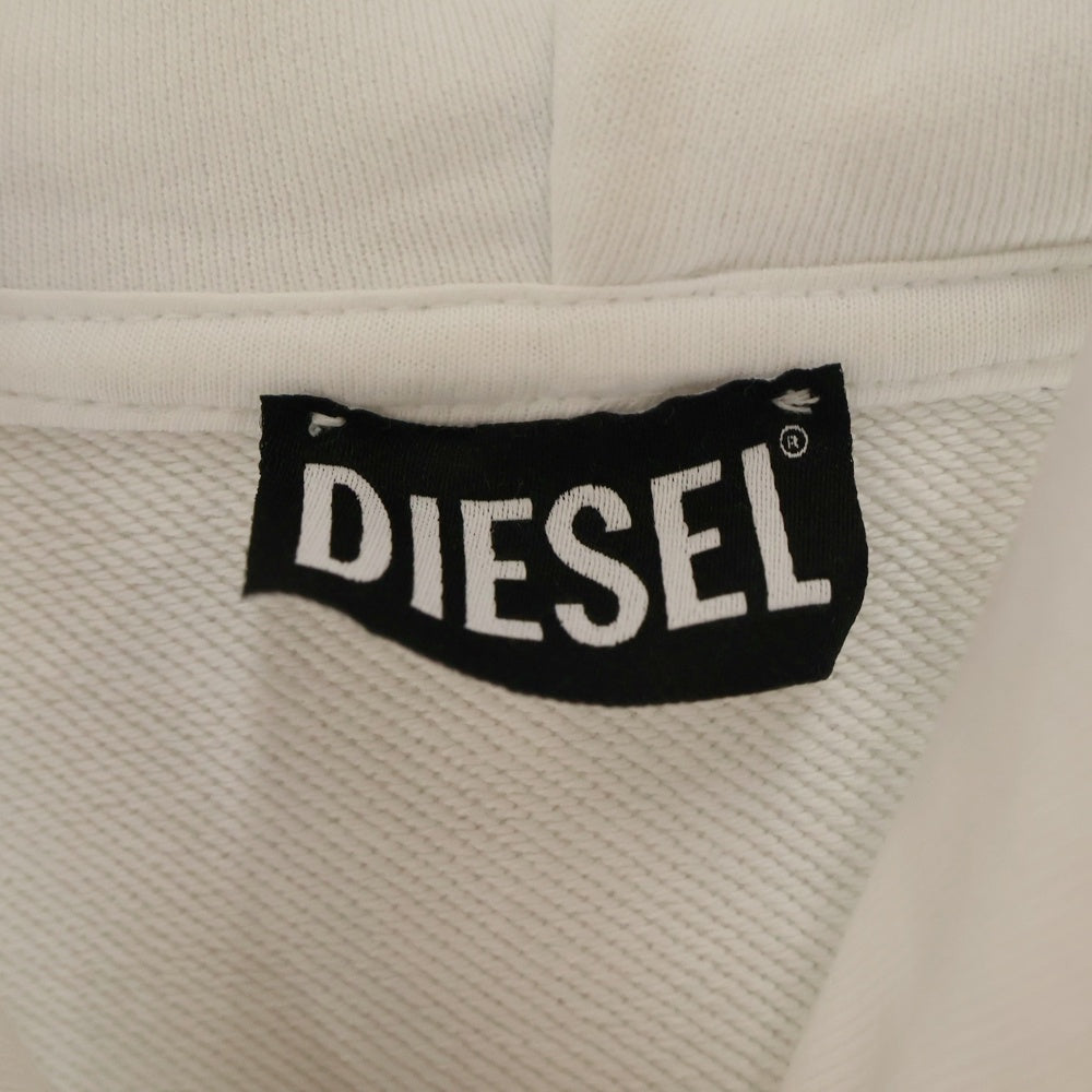 DIESEL(ディーゼル) S-GINN-HOOD NEW CUTY SWEAT SHIRT ロゴプロントフーディ スウェットパーカー ホワイト A13775 RIAJH