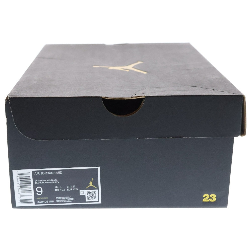NIKE(ナイキ) AIR JORDAN 1 MID Gym Red エアジョーダン1 ジムレッド ミッドカットスニーカー ホワイト/ブラック/レッド US9/27.0cm DQ8426-106