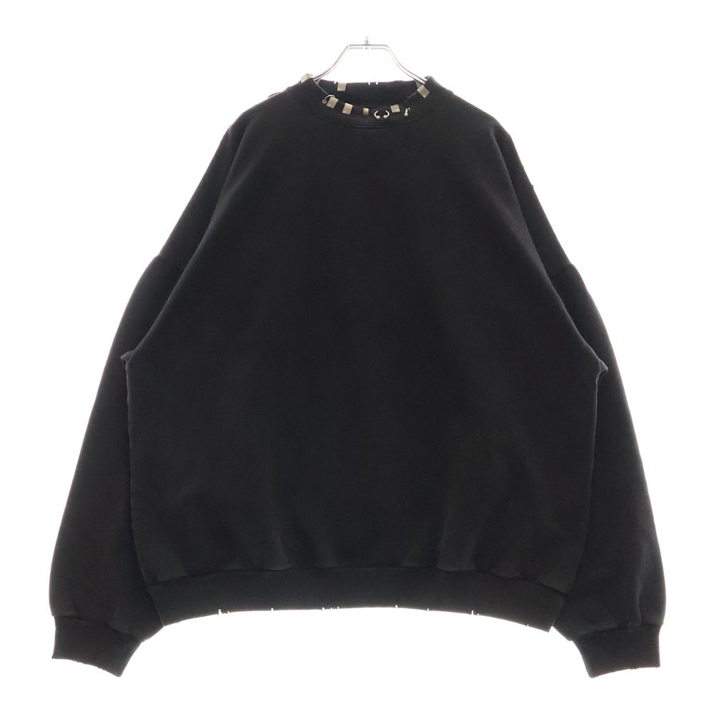 BALENCIAGA(バレンシアガ) 23AW Pierced Round ピアス ダメージ加工 オーバーサイズ クルーネックスウェットトレーナー ダークグレー 762718 TPVD9