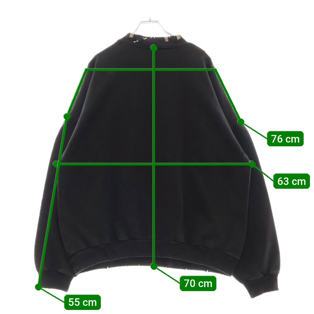 BALENCIAGA(バレンシアガ) 23AW Pierced Round ピアス ダメージ加工 オーバーサイズ クルーネックスウェットトレーナー ダークグレー 762718 TPVD9