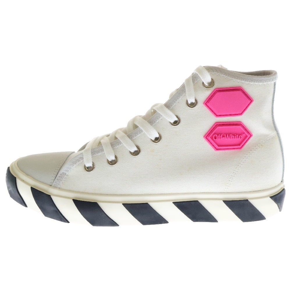 OFF-WHITE(オフホワイト) VULCANISED STRIPED HI TOP バルカナイズド ストライプ ハイトップ ハイカットスニーカー ホワイト OMIA110R19C210350128