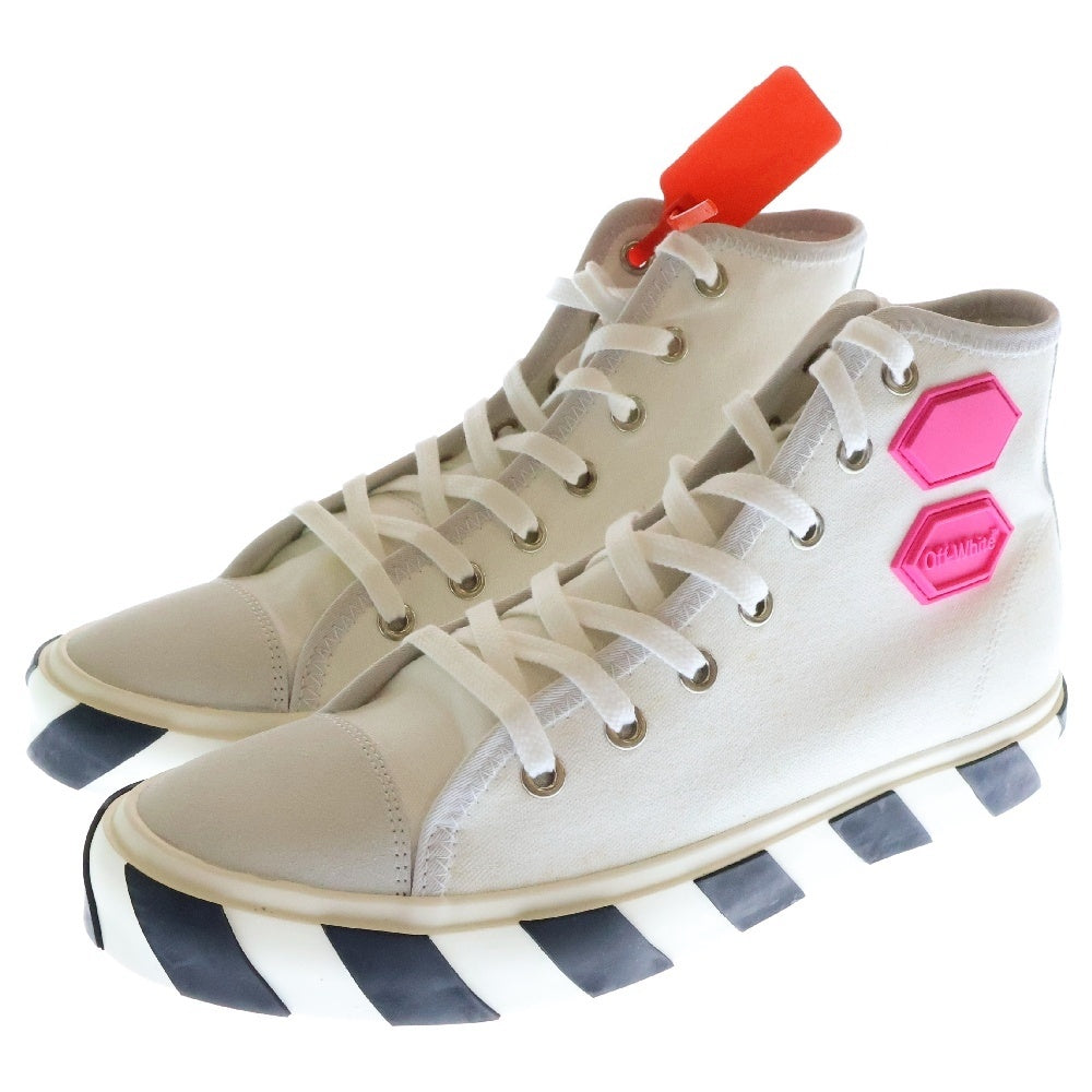OFF-WHITE(オフホワイト) VULCANISED STRIPED HI TOP バルカナイズド ストライプ ハイトップ ハイカットスニーカー ホワイト OMIA110R19C210350128