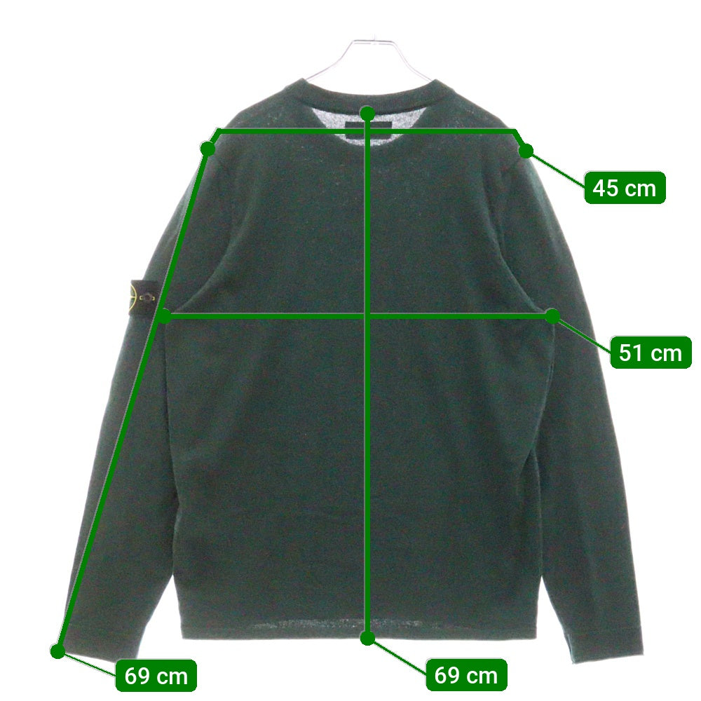 STONE ISLAND(ストーンアイランド) アームロゴワッペン ハイゲージコットン ソリッド クルーネックニット セーター グリーン 1015532B9