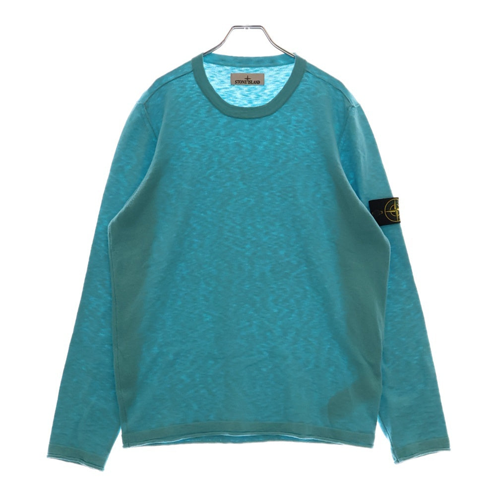 STONE ISLAND(ストーンアイランド) アームロゴワッペン コットンナイロン 14ゲージクルーネックニット セーター ブルー 1015502B0