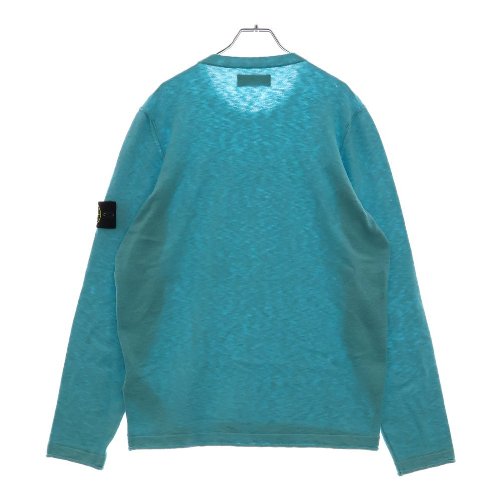 STONE ISLAND(ストーンアイランド) アームロゴワッペン コットンナイロン 14ゲージクルーネックニット セーター ブルー 1015502B0