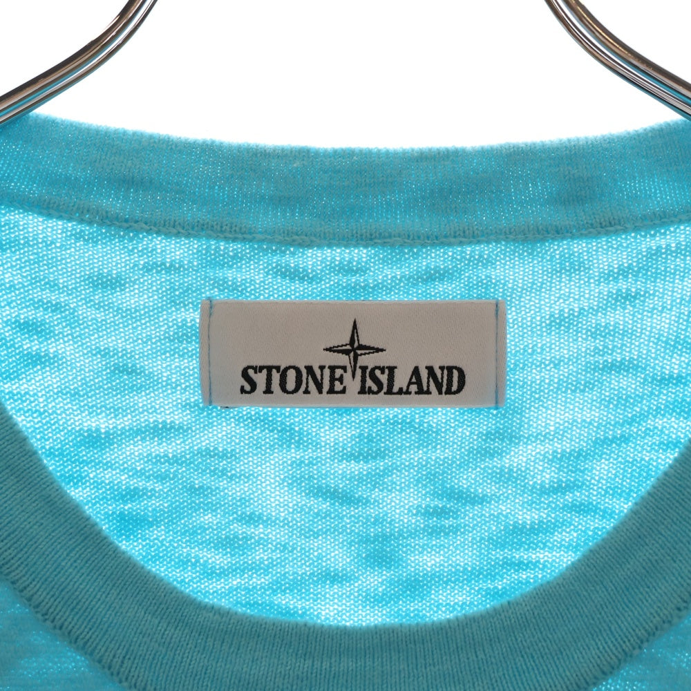 STONE ISLAND(ストーンアイランド) アームロゴワッペン コットンナイロン 14ゲージクルーネックニット セーター ブルー 1015502B0