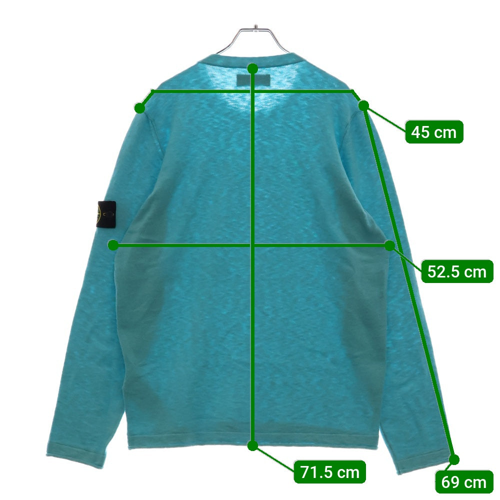 STONE ISLAND(ストーンアイランド) アームロゴワッペン コットンナイロン 14ゲージクルーネックニット セーター ブルー 1015502B0