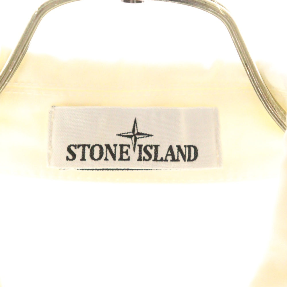 STONE ISLAND(ストーンアイランド) アームロゴワッペン フロントポケット コットン ジップアップシャツジャケット ブルゾン ホワイト 781510304