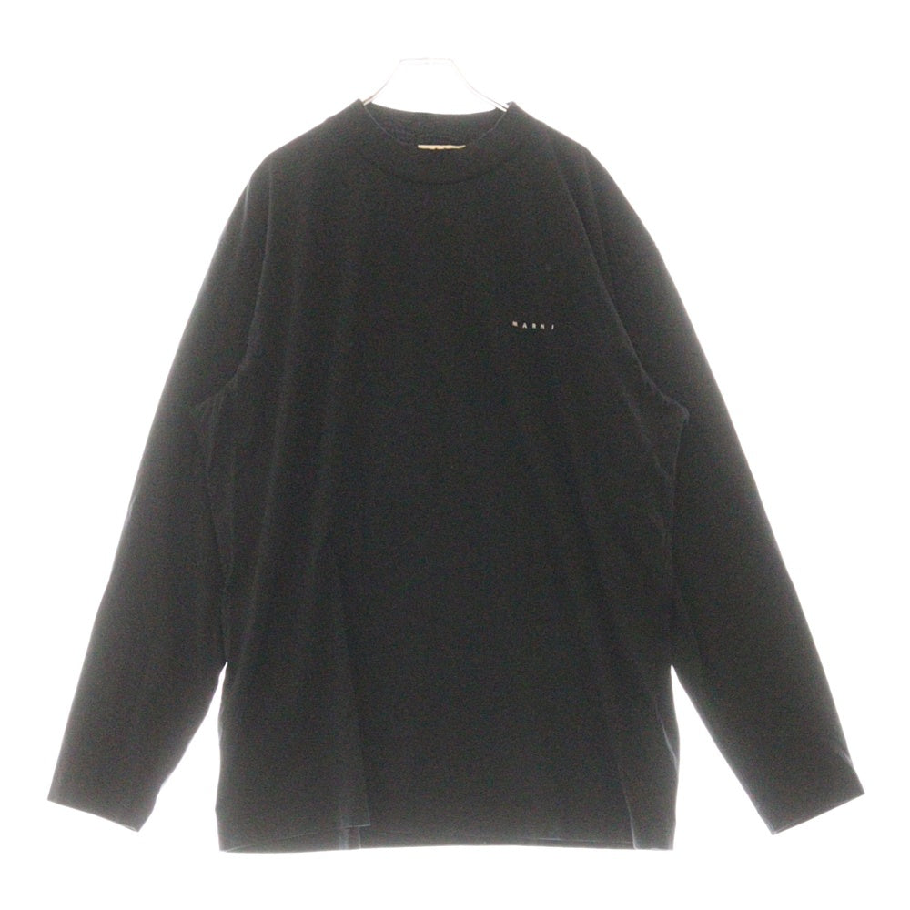 MARNI(マルニ) 22SS Logo Embroidery Mock Neck L/S Tee ロゴ刺繍 モックネック 長袖Tシャツ ロンT ブラック HUMU0242X0