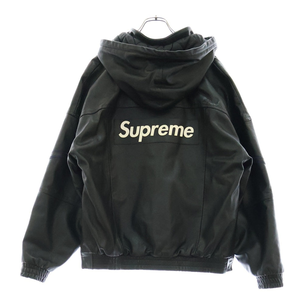 SUPREME(シュプリーム) 19AW ×NIKE Leather Anorak Bomber Jacket ナイキ レザー アノラック ボンバージャケット ブラック CK6218-010