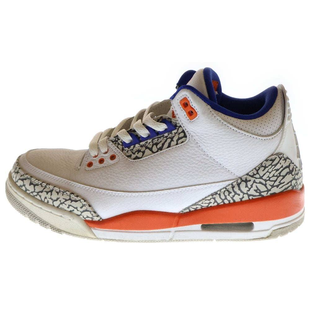 NIKE(ナイキ) AIR JORDAN 3 RETRO KNICKS エアジョーダン 3 ニックス ハイカットスニーカー ホワイト/オレンジ US9/27cm 136064-148