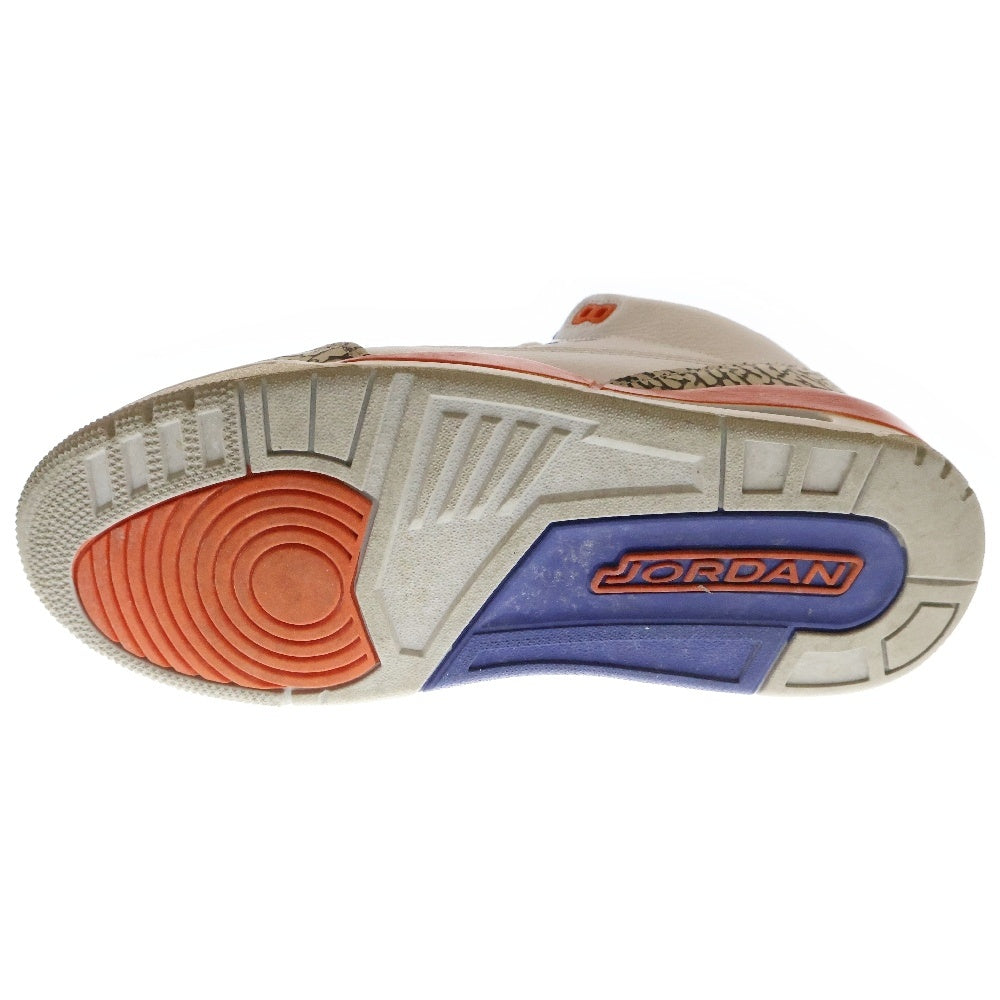 NIKE(ナイキ) AIR JORDAN 3 RETRO KNICKS エアジョーダン 3 ニックス ハイカットスニーカー ホワイト/オレンジ US9/27cm 136064-148
