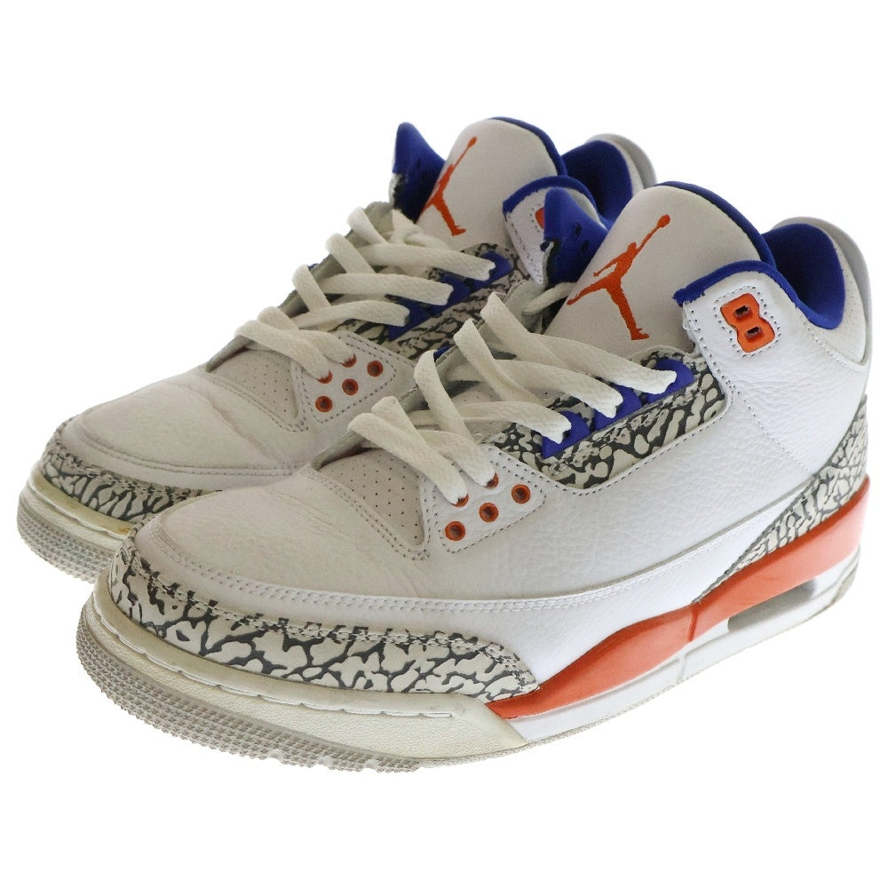 NIKE(ナイキ) AIR JORDAN 3 RETRO KNICKS エアジョーダン 3 ニックス ハイカットスニーカー ホワイト/オレンジ US9/27cm 136064-148