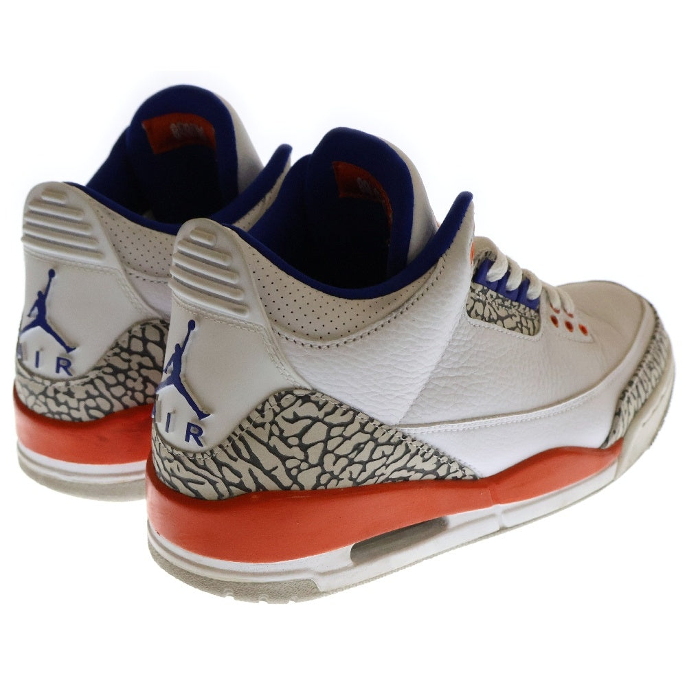 NIKE(ナイキ) AIR JORDAN 3 RETRO KNICKS エアジョーダン 3 ニックス ハイカットスニーカー ホワイト/オレンジ US9/27cm 136064-148