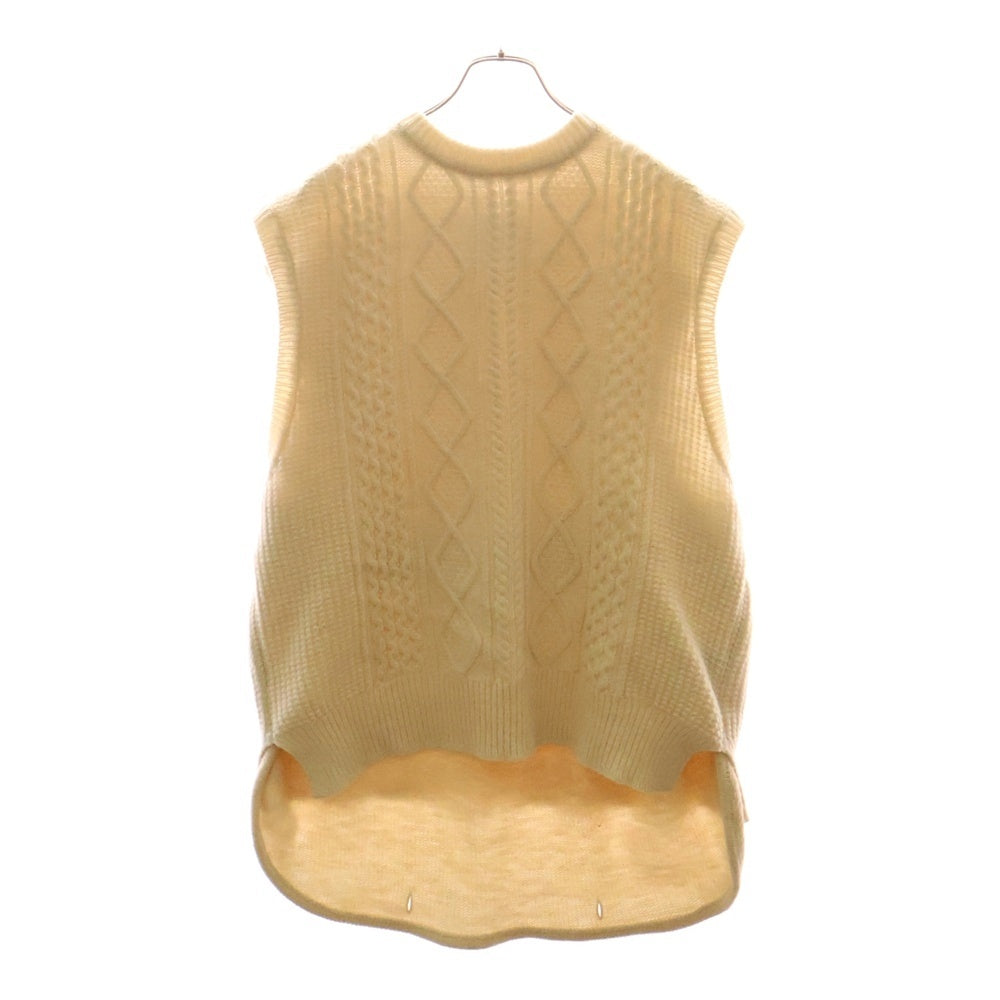 Stein(シュタイン) 21AW OVERLAPED CABLE KNIT VEST オーバーラップ ウール ケーブルニット セーター ベスト アイボリー ST.318