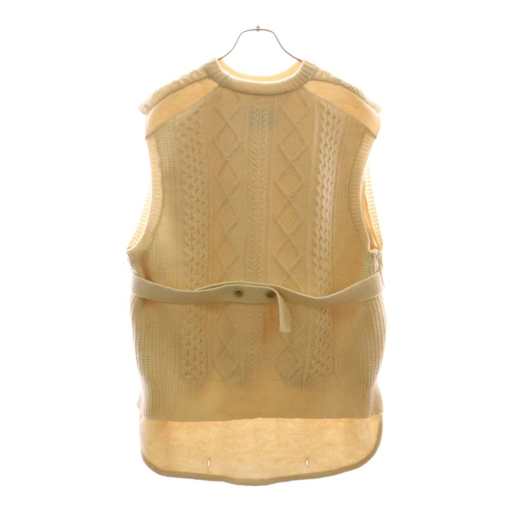 Stein(シュタイン) 21AW OVERLAPED CABLE KNIT VEST オーバーラップ ウール ケーブルニット セーター ベスト アイボリー ST.318