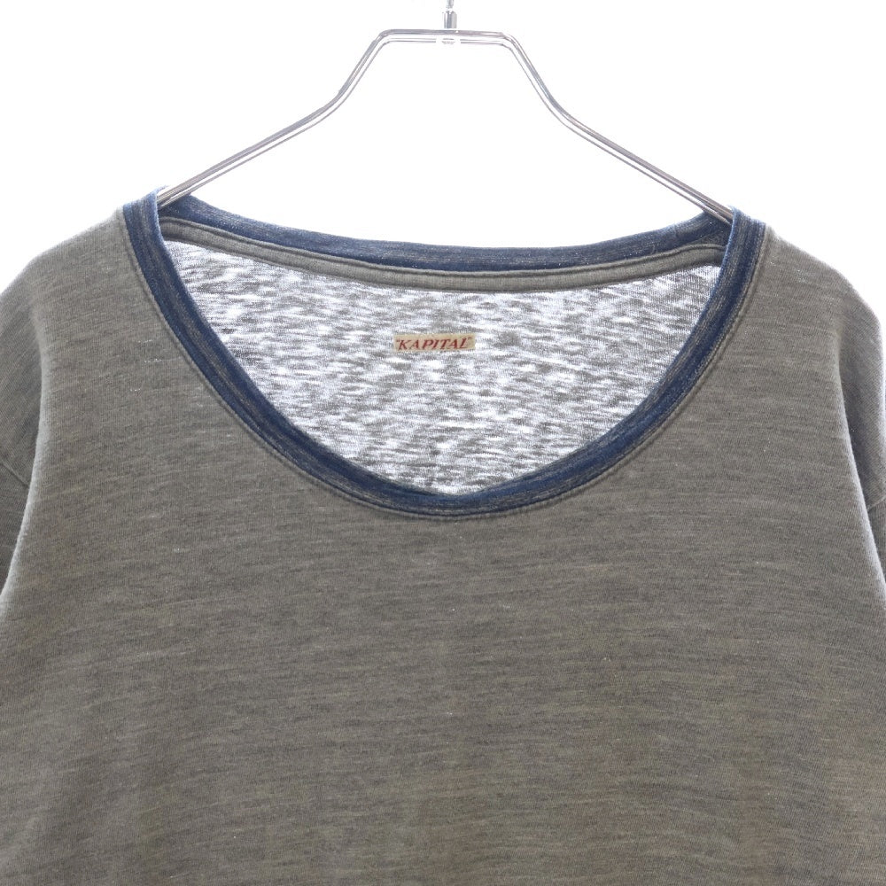 KAPITAL(キャピタル) アームパッチワークデザインコットンロングスリーブTシャツ グレー