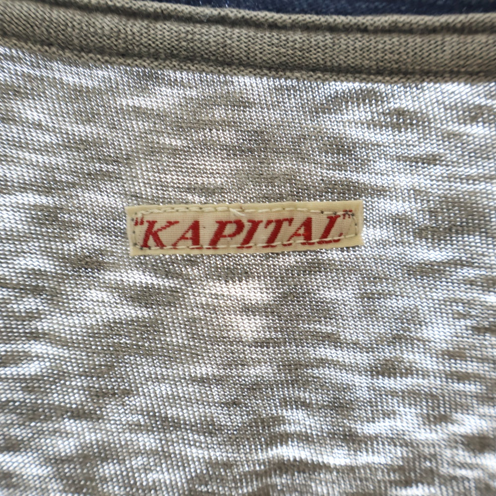 KAPITAL(キャピタル) アームパッチワークデザインコットンロングスリーブTシャツ グレー