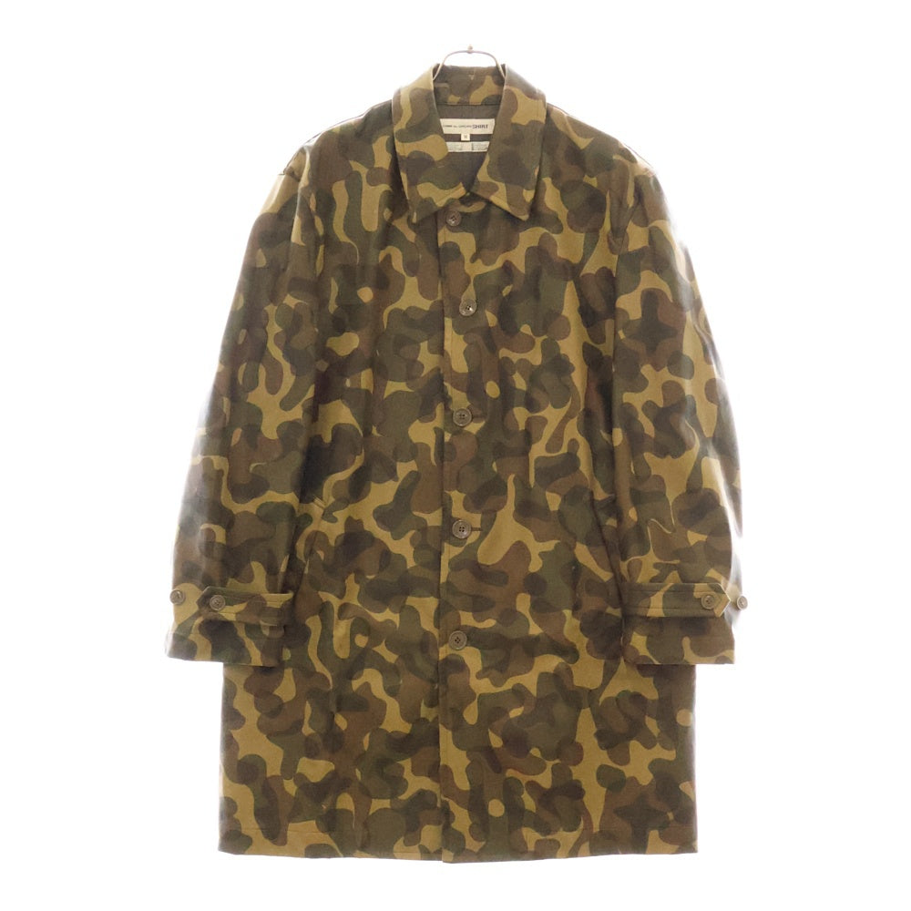COMME des GARCONS SHIRT(コムデギャルソンシャツ) カモフラ柄 オーバーサイズ コーティング ステンカラーコート ブラウン S10103