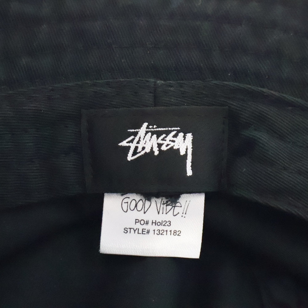STUSSY(ステューシー) ロゴ刺繍バケットハット 帽子 ブラック