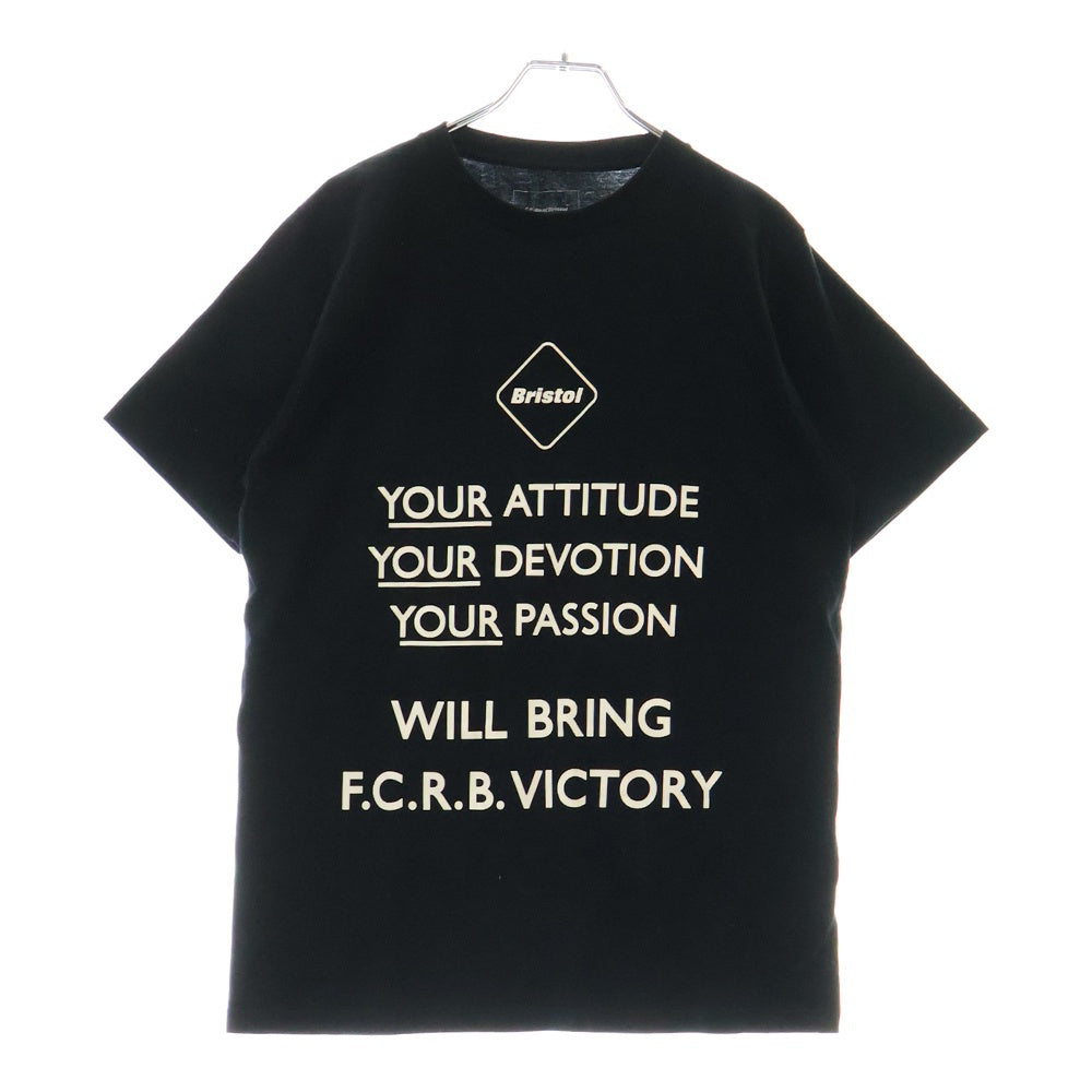 F.C.R.B./F.C.Real Bristol/FCRB(エフシーアールビー/エフシーレアルブリストル) 15SS VICTORY TEE ロゴプリント クルーネック 半袖Tシャツカットソー ブラック FCRB-150029