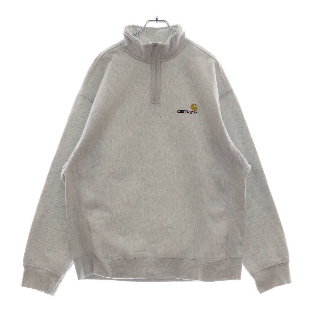 CARHARTT(カーハート) HALF ZIP AMERICAN SCRIPT SWEAT ハーフジップ アメリカン スクリプトプルオーバースウェット トレーナー グレー