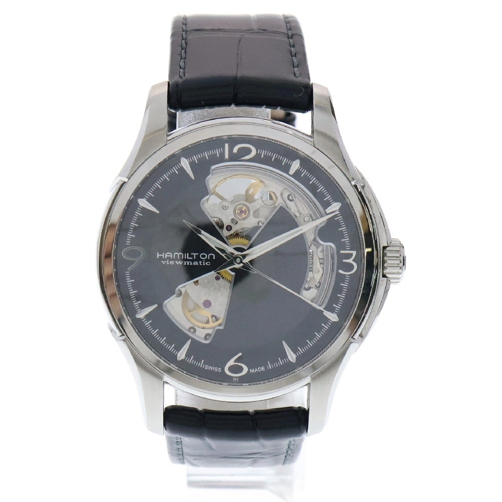 HAMILTON(ハミルトン) JAZZMASTER viewmatic OPEN HEART 40mm ジャズマスター ビューマチック オープンハート 自動巻き クロコ型押し エンボスレザーベルト ウォッチ 腕時計 H325651