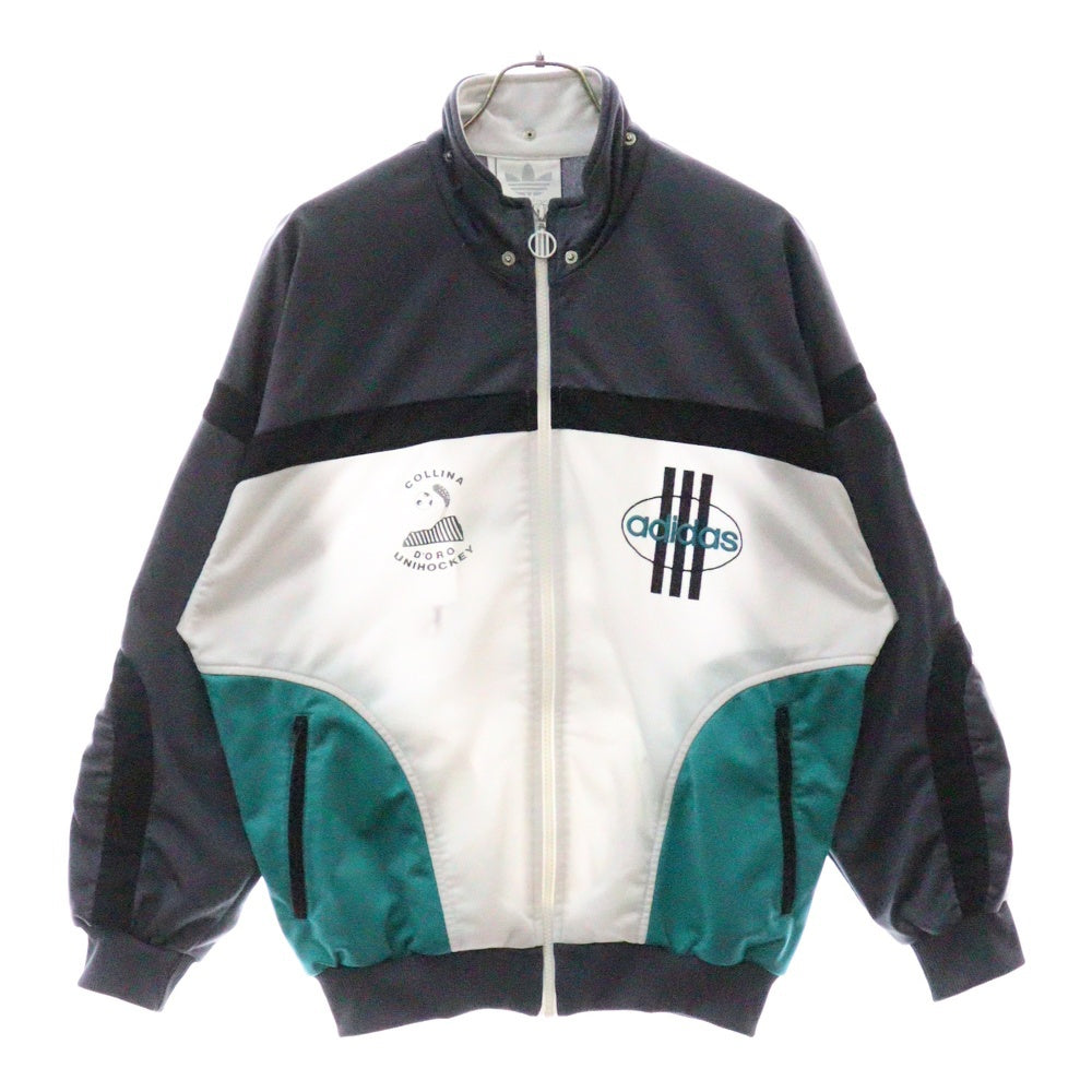 adidas(アディダス) 80S VINTAGE ヴィンテージ ロゴ刺繍 ジップアップ トラックジャケット グレー/グリーン