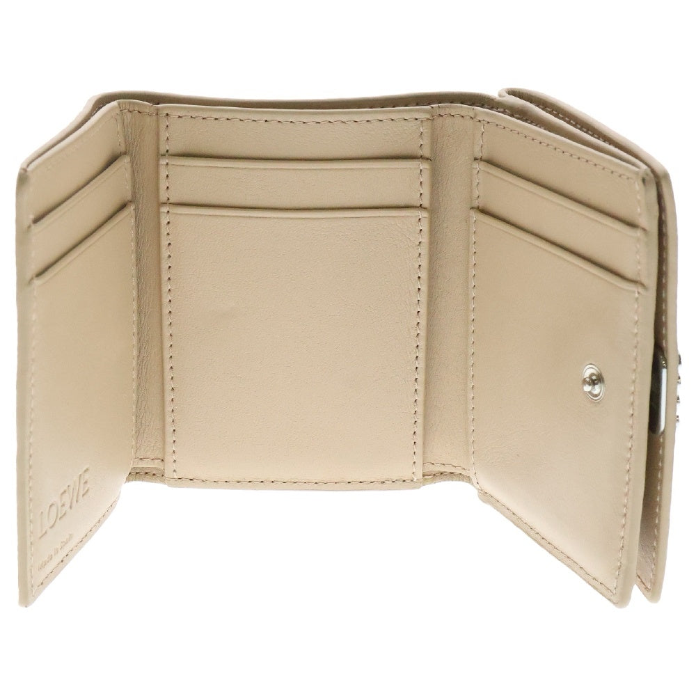 LOEWE(ロエベ) トライフォールド アナグラムロゴ レザー 三つ折り財布 ウォレット レディース ベージュ C821TR2X02