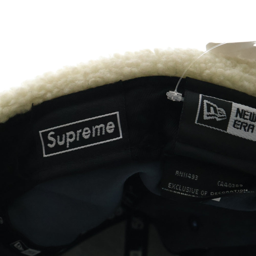 SUPREME(シュプリーム) 22AW ×NEW ERA Leather Earflap Box Logo ニューエラ レザー イアーフラップ ボックスロゴ 6パネル ベースボールキャップ 帽子 ネイビー