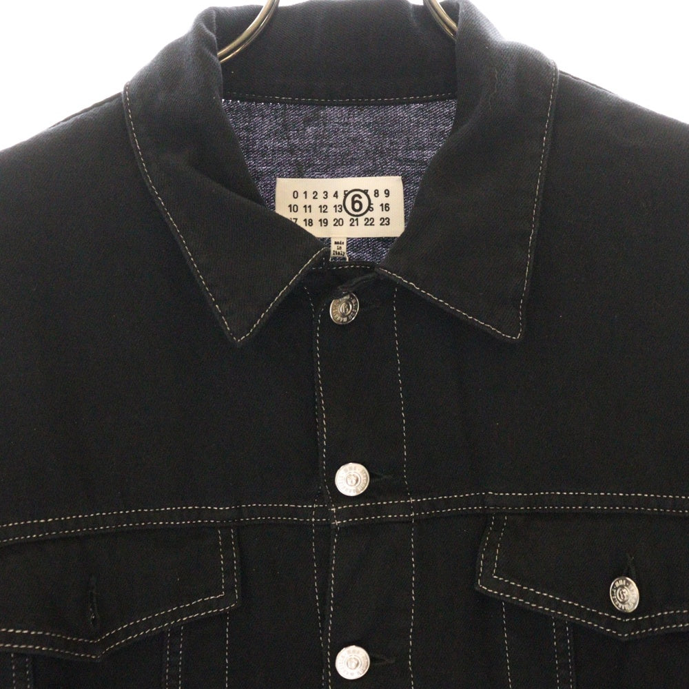 MM6 Maison Margiela(エムエムシックスメゾンマルジェラ) 24SS アームホール カットアウト デニム ジャケット ブラック S62AN0121 レディース
