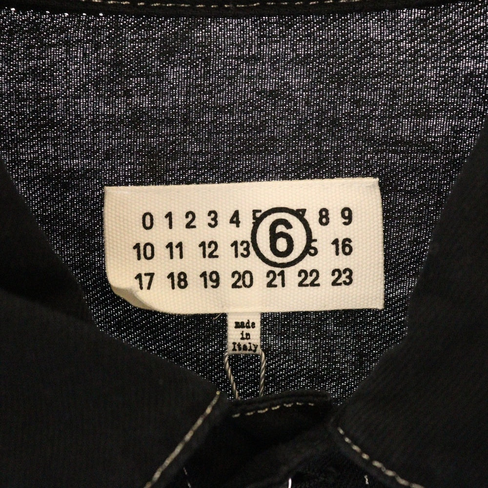 MM6 Maison Margiela(エムエムシックスメゾンマルジェラ) 24SS アームホール カットアウト デニム ジャケット ブラック S62AN0121 レディース