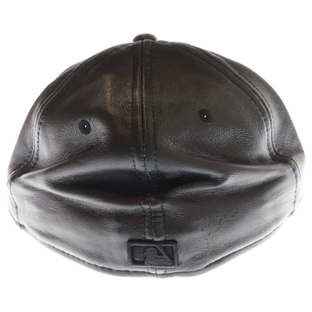NEW ERA(ニューエラ) 59FIFTY New York Yankees フィフティーナインフィフティー ニューヨークヤンキース レザー 6パネル ベースボールキャップ 帽子 ブラック