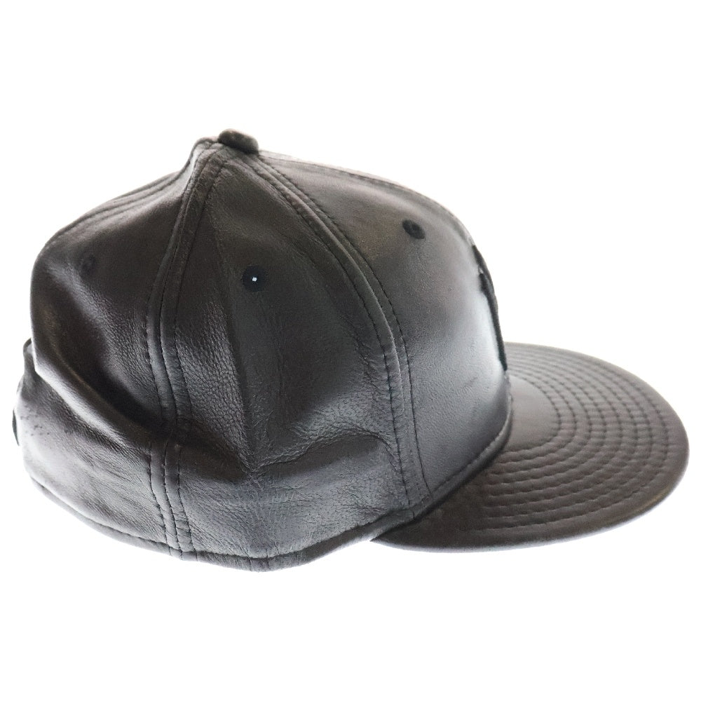 NEW ERA(ニューエラ) 59FIFTY New York Yankees フィフティーナインフィフティー ニューヨークヤンキース レザー 6パネル ベースボールキャップ 帽子 ブラック