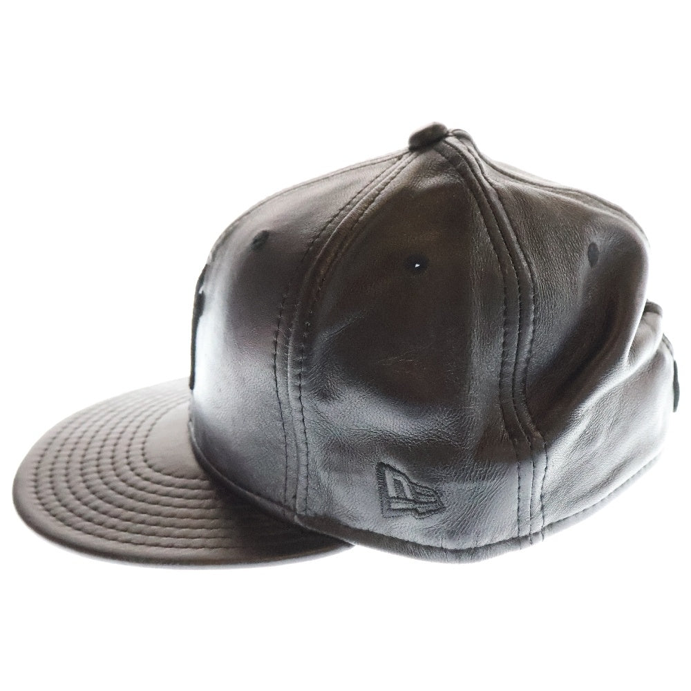 NEW ERA(ニューエラ) 59FIFTY New York Yankees フィフティーナインフィフティー ニューヨークヤンキース レザー 6パネル ベースボールキャップ 帽子 ブラック