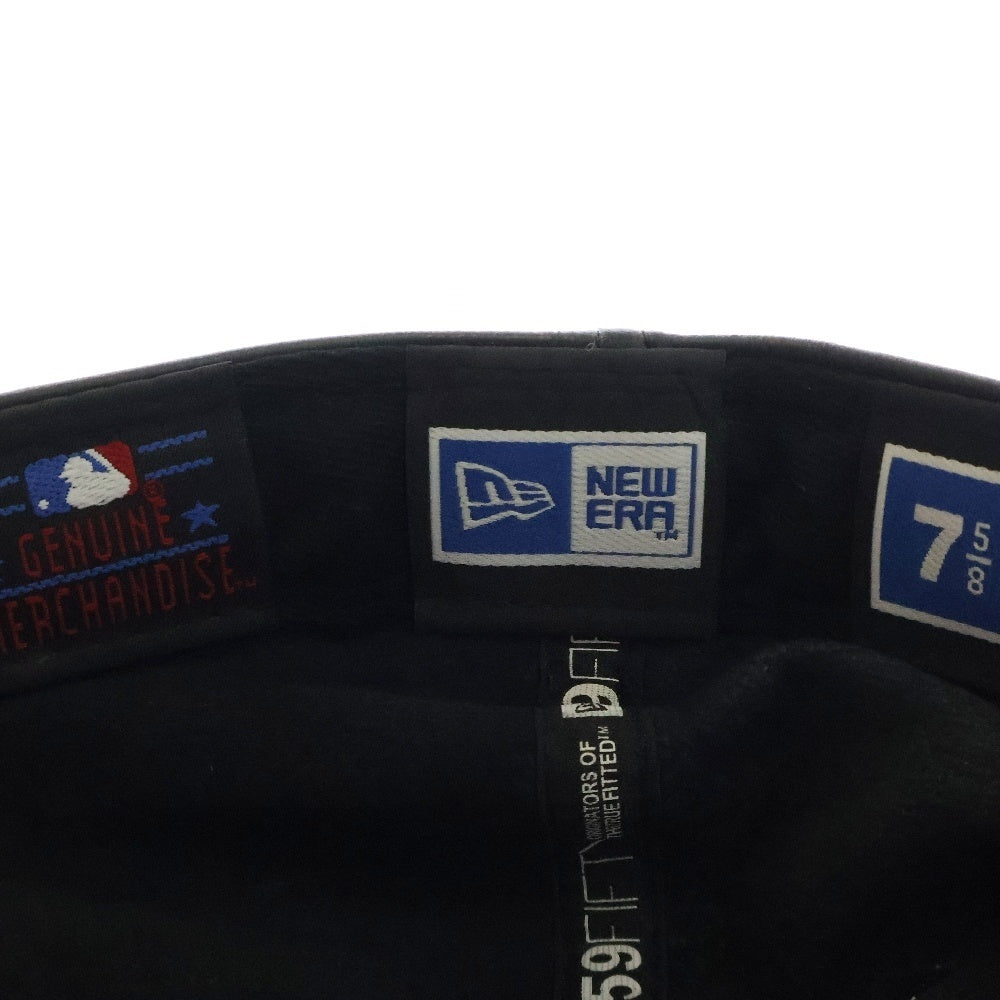 NEW ERA(ニューエラ) 59FIFTY New York Yankees フィフティーナインフィフティー ニューヨークヤンキース レザー 6パネル ベースボールキャップ 帽子 ブラック