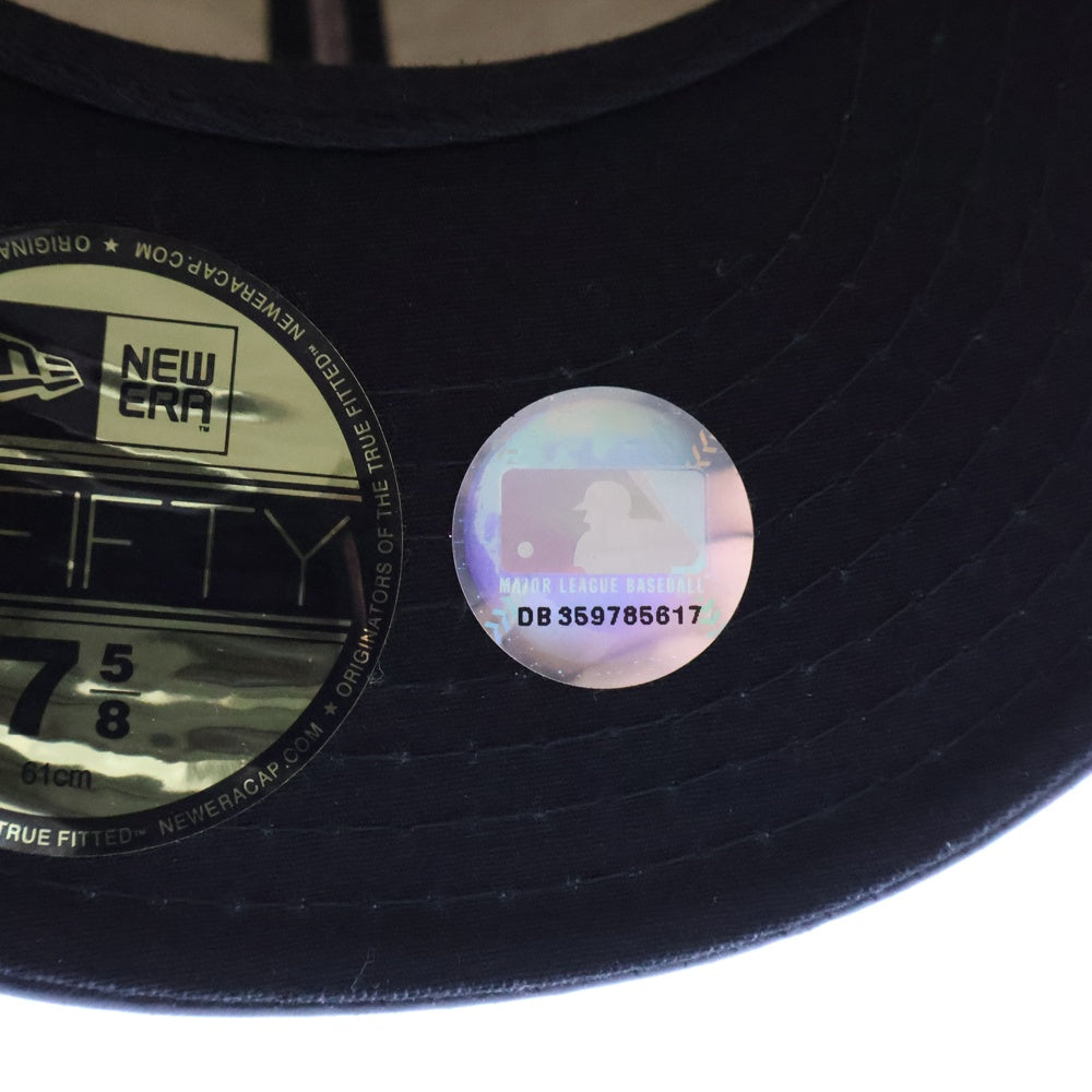 NEW ERA(ニューエラ) 59FIFTY New York Yankees フィフティーナインフィフティー ニューヨークヤンキース レザー 6パネル ベースボールキャップ 帽子 ブラック