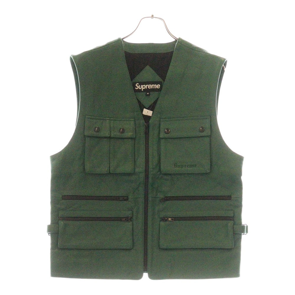 SUPREME(シュプリーム) 17SS Leather Utility Vest レザー ユーティリティー ベスト ジレ グリーン