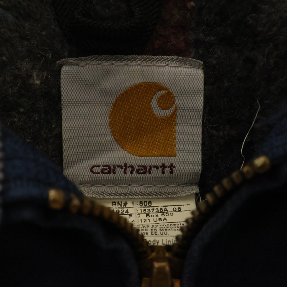 CARHARTT(カーハート) 90S VINTAGE J01 DNY ヴィンテージ USA製 裏地ブランケット 企業ロゴ デトロイトジャケット ネイビー
