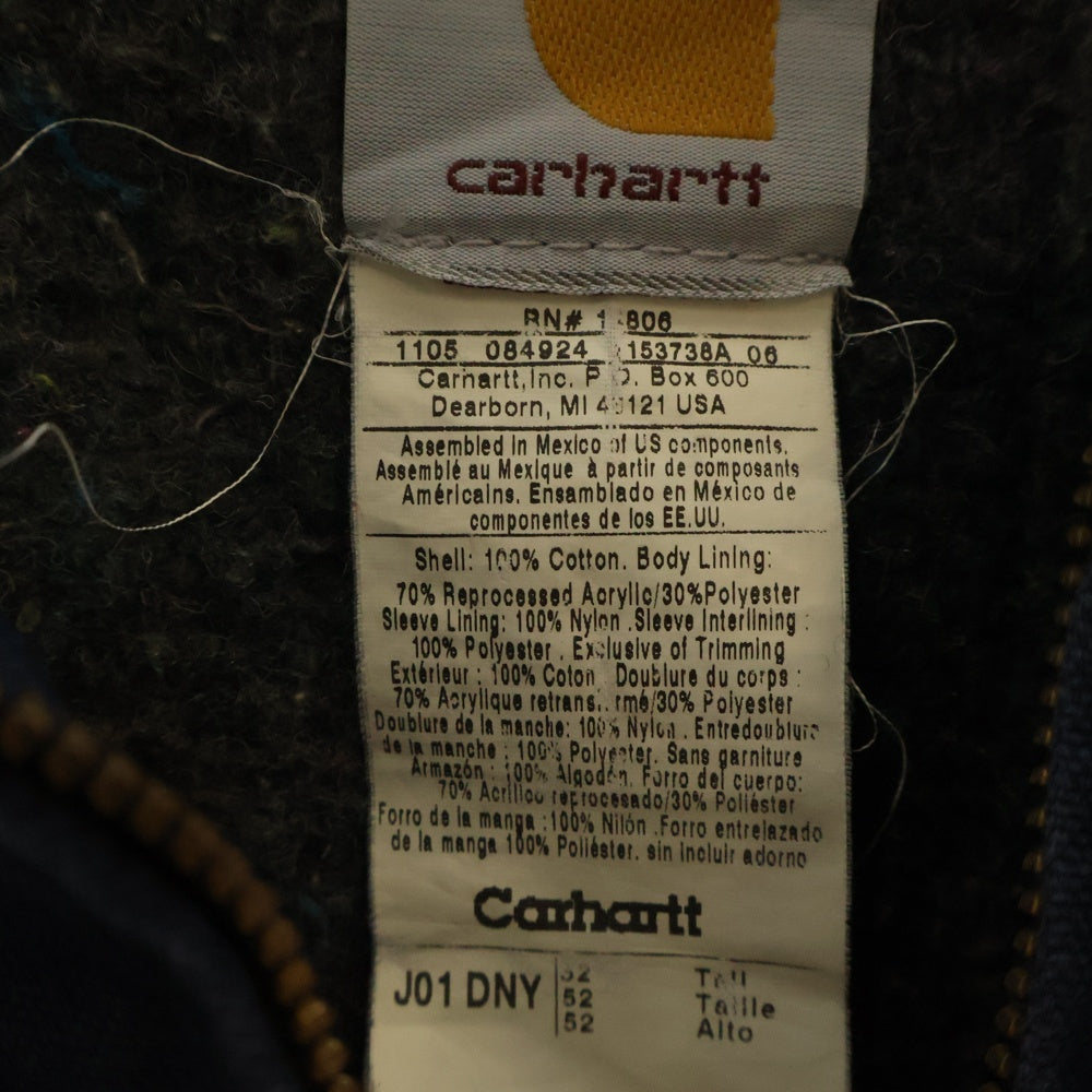 CARHARTT(カーハート) 90S VINTAGE J01 DNY ヴィンテージ USA製 裏地ブランケット 企業ロゴ デトロイトジャケット ネイビー