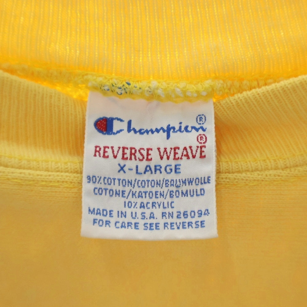 CHAMPION(チャンピオン) 90S VINTAGE REVERSE WEAVE ヴィンテージ USA製 リバースウィーブ 刺繍タグ クルーネック スウェット トレーナー イエロー