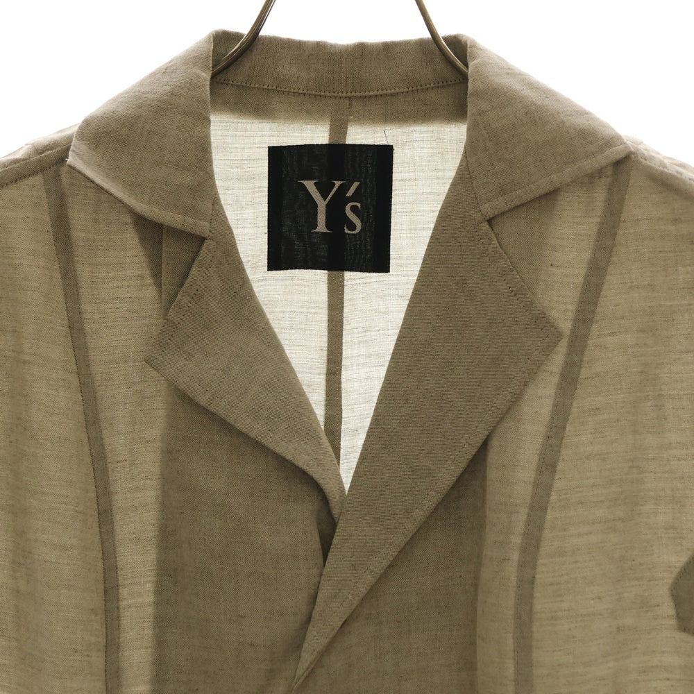 Y's(ワイズ) リネン ノースリーブ 4Bジャケット グレー レディース YG-J56-205